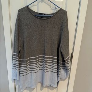 Lands End 2x boat neck gray and baby blue tunic sweater with side vents